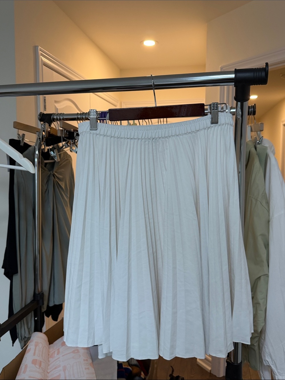 Club Monaco Off-White Pleated Circle Skirt
